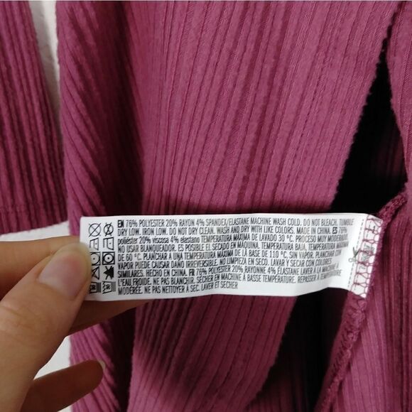 Forever 21 Mauve Pink Ribbed Long Sleeve Wrap Dress - Picture 6 of 6